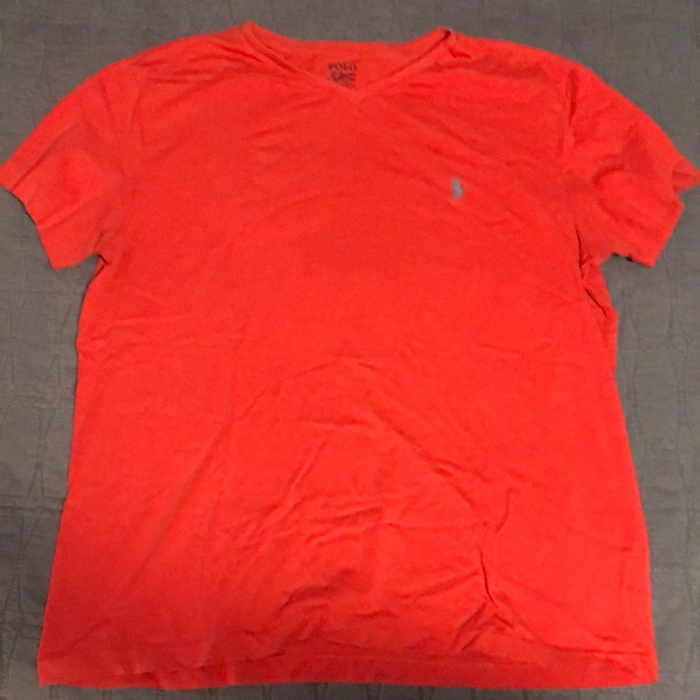 Light red large polo v neck tee shirt